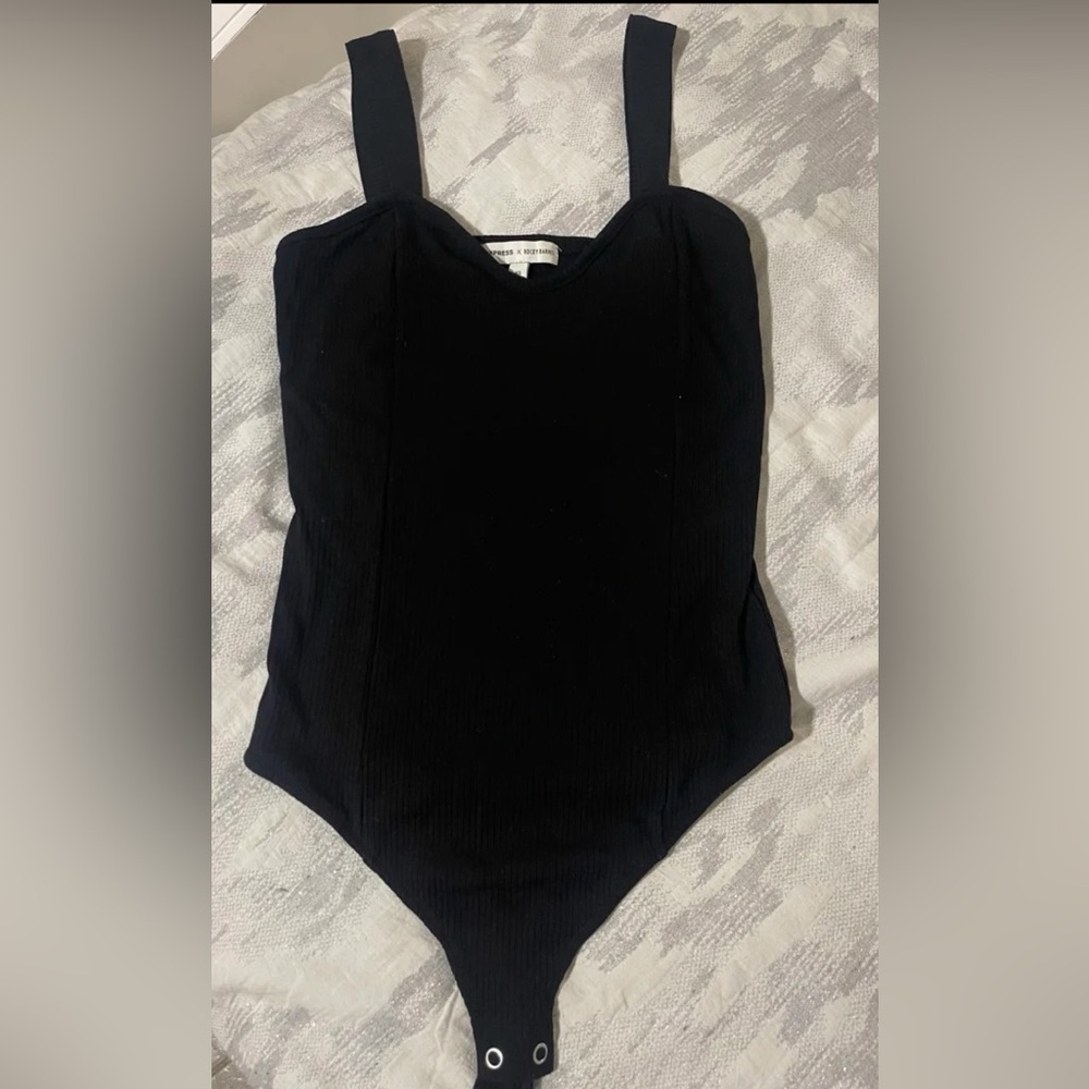 Express x Rocky Barnes Black One Piece Bodysuit Stretch Women's Size XS